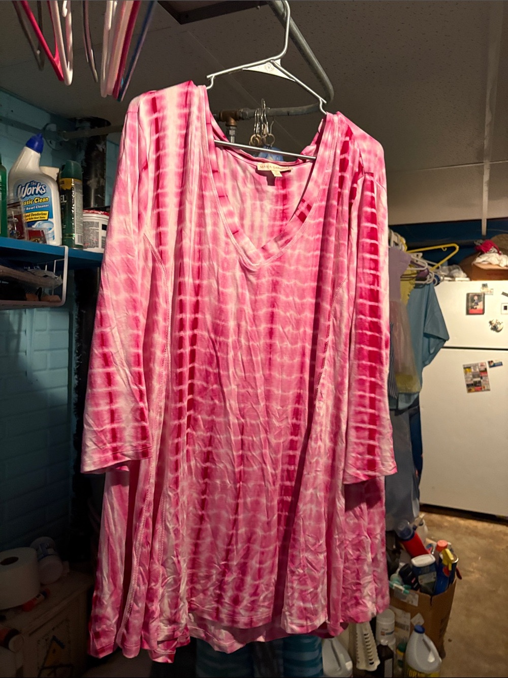 Women's Pink Tie-Dye V-Neck Tunic Top